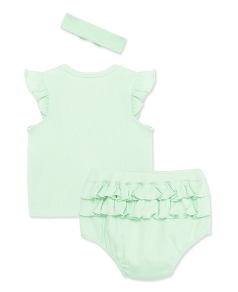 Green Ruffle Top with Bloomer & Headband Set 14239