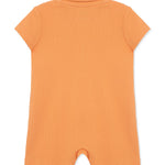 Orange Ribbed Knit Polo Romper 14245