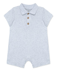 Grey Ribbed Knit Polo Romper 14247