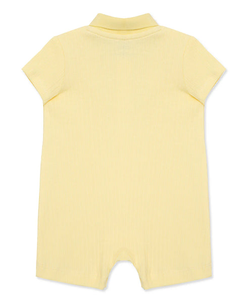 Yellow Ribbed Knit Polo Romper 14248