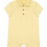 Yellow Ribbed Knit Polo Romper 14248