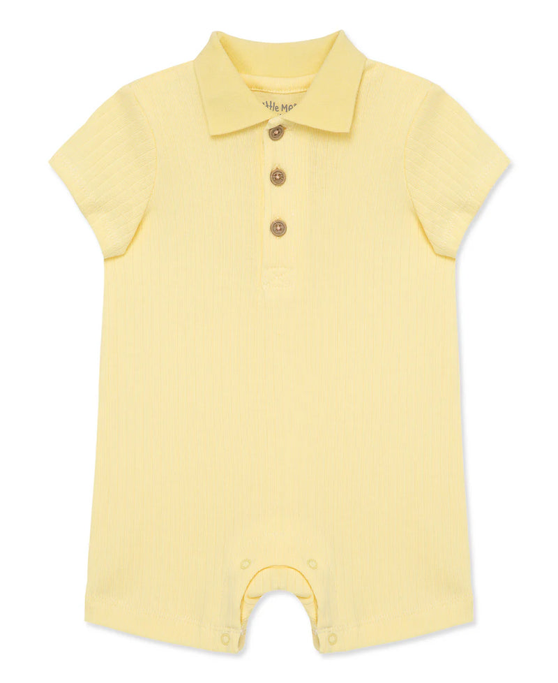 Yellow Ribbed Knit Polo Romper 14248