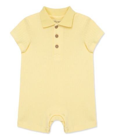 Yellow Ribbed Knit Polo Romper 14248