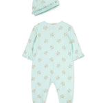 Delicate Floral Zip Footed One-Piece & Hat 14608