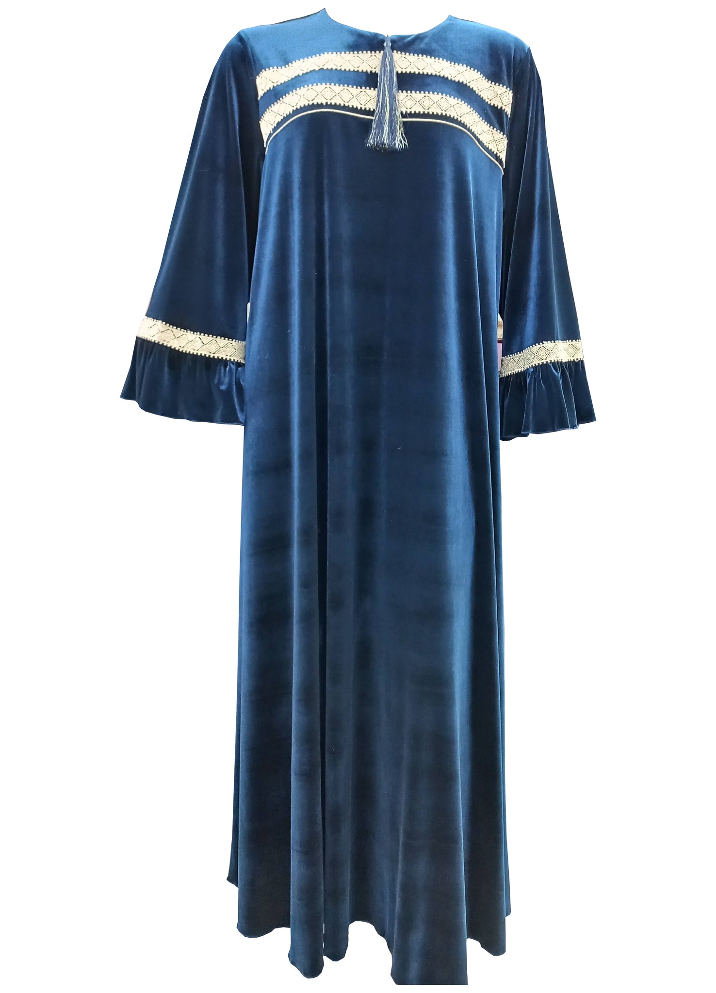 Women's long-sleeved velvet dress with a long zipper 22088 MISTY