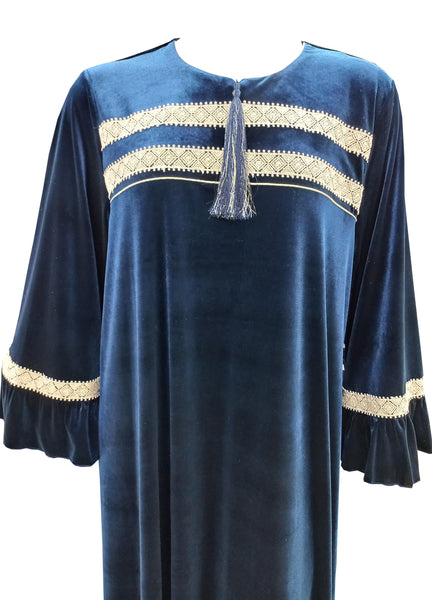 Women's long-sleeved velvet dress with a long zipper 22088 MISTY