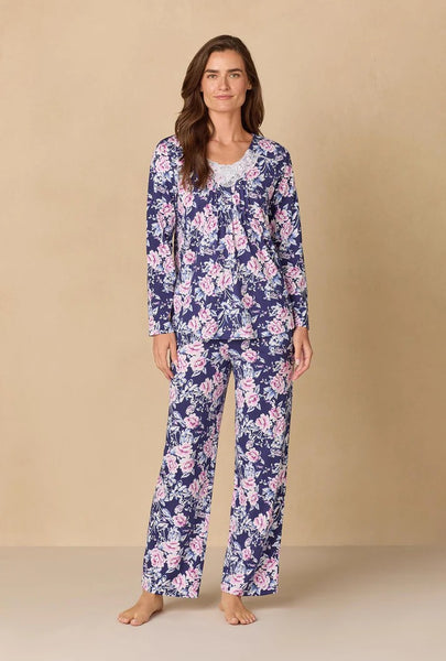 Midnight Garden Floral Cotton Knit Long Pajama 92680-402