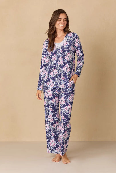 Midnight Garden Floral Cotton Knit Long Pajama 92680-402