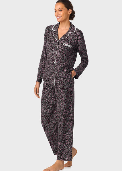 Midnight Floral Classic Cotton Knit Notch Pajama 90036-075