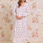Winter Rosette Cotton Flannel Long Sleeve Ballet Nightgown 60109-138