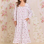 Winter Rosette Cotton Flannel Long Sleeve Ballet Nightgown 60109-138