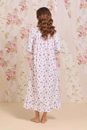 Winter Rosette Cotton Flannel Long Sleeve Ballet Nightgown 60109-138