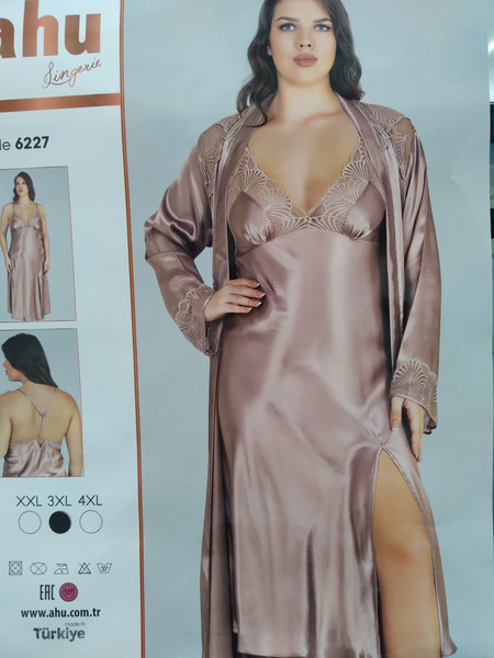 Ahu 2-Piece Mink Dressing Gown Set Bigsize 6227