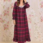 Victorian Holiday Plaid Cotton Flannel Long Sleeve Ballet Nightgown 60109-643