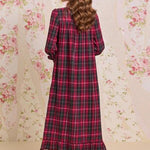 Victorian Holiday Plaid Cotton Flannel Long Sleeve Ballet Nightgown 60109-643