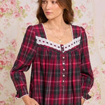 Victorian Holiday Plaid Cotton Flannel Long Sleeve Ballet Nightgown 60109-643