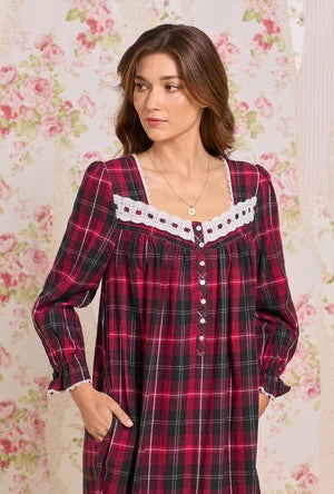 Victorian Holiday Plaid Cotton Flannel Long Sleeve Ballet Nightgown 60109-643