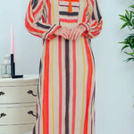 Women's cotton dress with front zipper, 50 cm long 1804