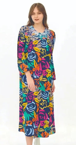 Women's 5cm Long Button Front Cotton Dress 1817
