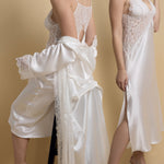 Jasmin Lingerie Women's Long Satin and Lace Robe and Nightgown Set – Model 1992