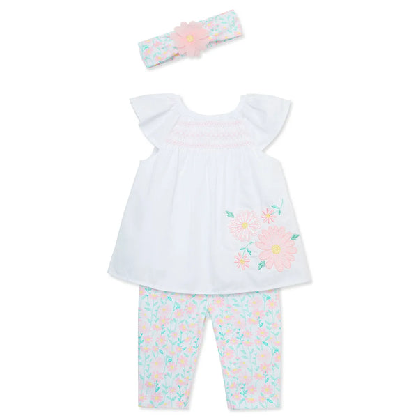 White Blouse, Pants and Balaca Set for Baby Girls - 14199