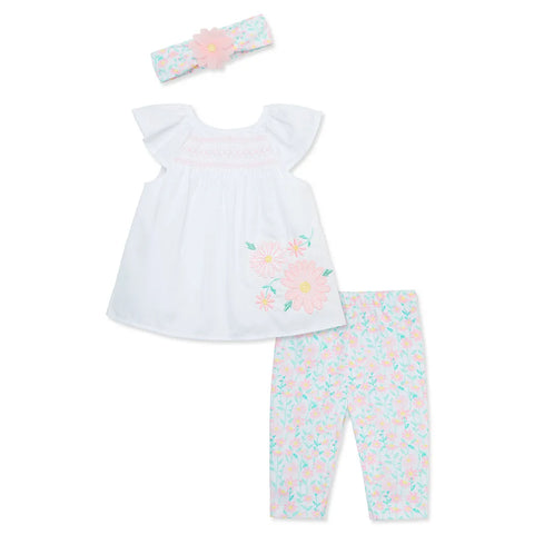 White Blouse, Pants and Balaca Set for Baby Girls - 14199