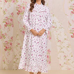 Winter Rosette Cotton Flannel High Neck Long Sleeve Ballet Nightgown 70109-138