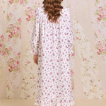 Winter Rosette Cotton Flannel High Neck Long Sleeve Ballet Nightgown 70109-138
