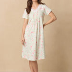 Sage Floral Bloom Waltz Cotton Knit Nightgown 62672-363