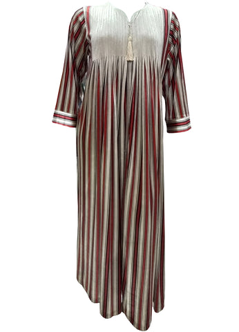 Women's long-sleeved striped velvet dress with a long zipper 4492