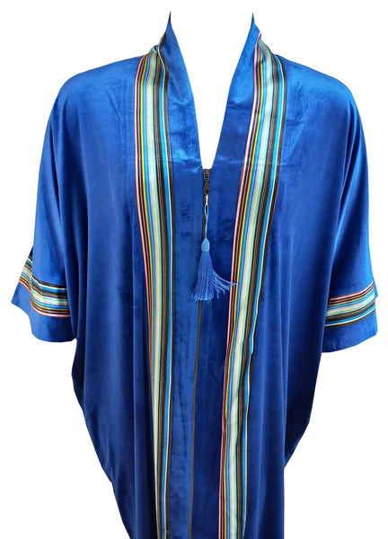 Women's full zip velvet robe dress 4506