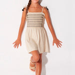Mayoral Romper w/smocked stitching 23-06841 - 46 Linen