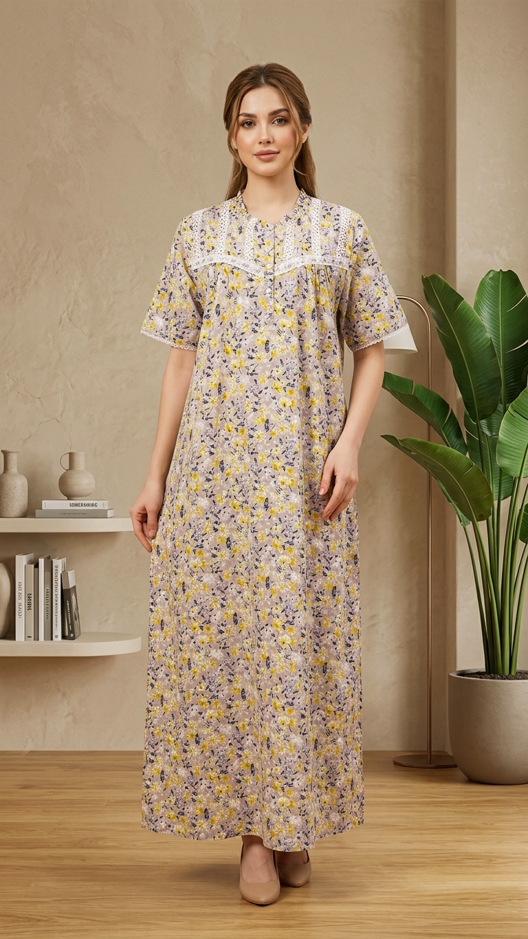 Half-sleeved dress in pure cotton 26-10-A-1
