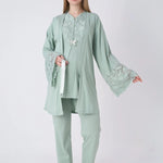 Nursing Pajama Set with Wide Lace Sleeves, 3 Pieces - Luxury Maternity Collection26-3468