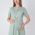 ERDENİZ TEKSTİL  3-Piece Maternity Pajama Set with Lace Details - Maternity Set that Facilitates Breastfeeding 3466