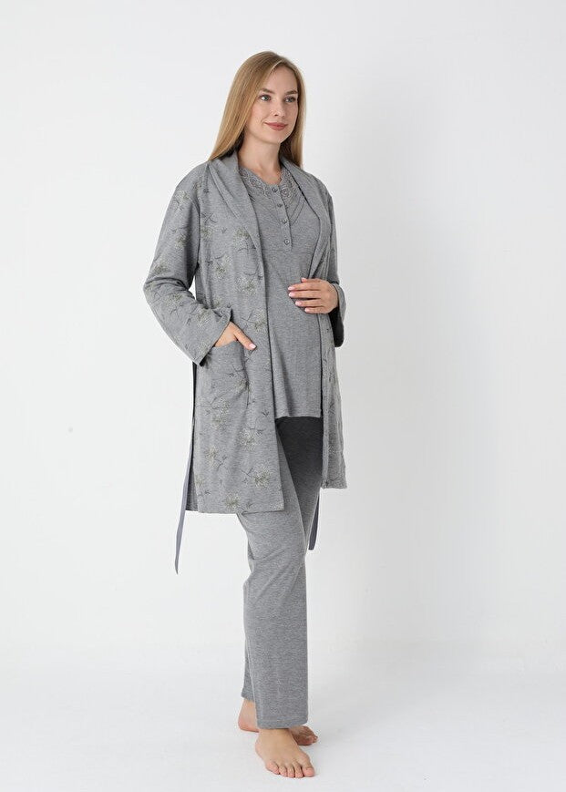 Women's 3-Piece Winter Pajama Set with GRAY 25-2452