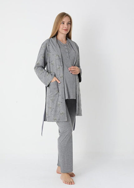 Women's 3-Piece Winter Pajama Set with GRAY 25-2452