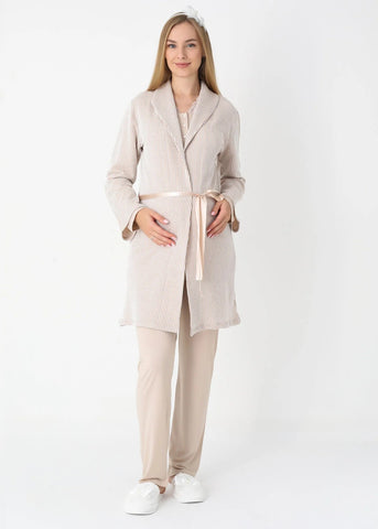 pajama and nightgown set, long sleeve button front sleepwear, three-piece set 25-3442