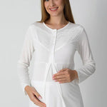 3-Piece Set - Cotton Button-Down Pajamas with Square Jacquard Robe 25-3453
