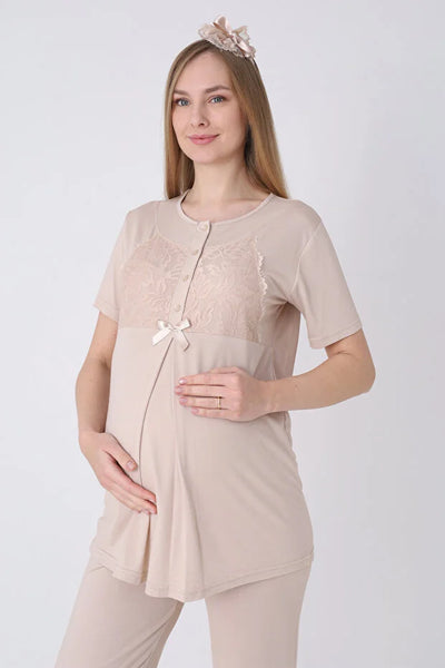 Maternity and Postpartum 3-Piece Pajama & Robe Set  3465