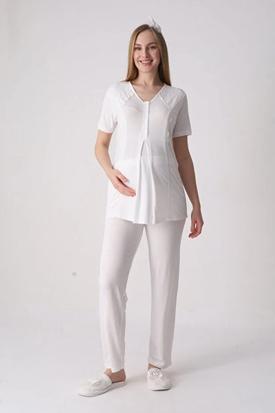 Maternity and Postpartum 3-Piece Pajama & Robe Set  3477