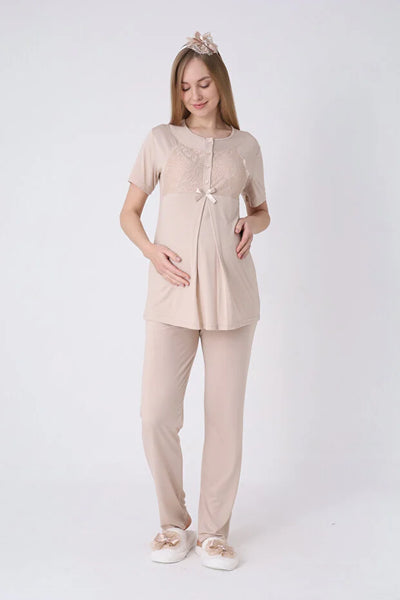 Maternity and Postpartum 3-Piece Pajama & Robe Set  3465