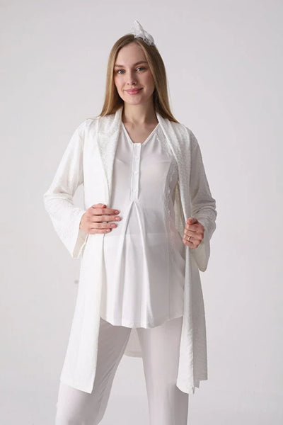 Maternity and Postpartum 3-Piece Pajama & Robe Set  3477