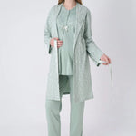 ERDENİZ TEKSTİL  3-Piece Maternity Pajama Set with Lace Details - Maternity Set that Facilitates Breastfeeding 3466