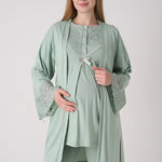 Maternity and Postpartum 3-Piece Pajama & Robe Set  3474