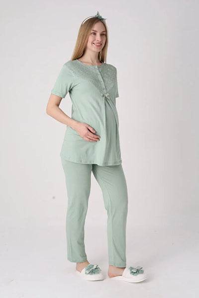 Maternity and Postpartum 3-Piece Pajama & Robe Set  3474