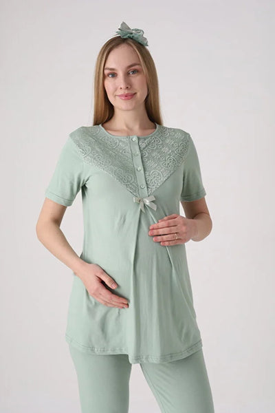 Maternity and Postpartum 3-Piece Pajama & Robe Set  3474
