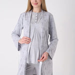 ERDENİZ TEKSTİL  Maternity Sleepwear Set, 3 Pieces, Floral Design, Buttons on the Chest, Made of Cotton and Viscose 3471