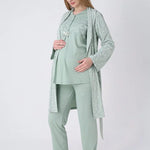 ERDENİZ TEKSTİL  3-Piece Maternity Pajama Set with Lace Details - Maternity Set that Facilitates Breastfeeding 3466