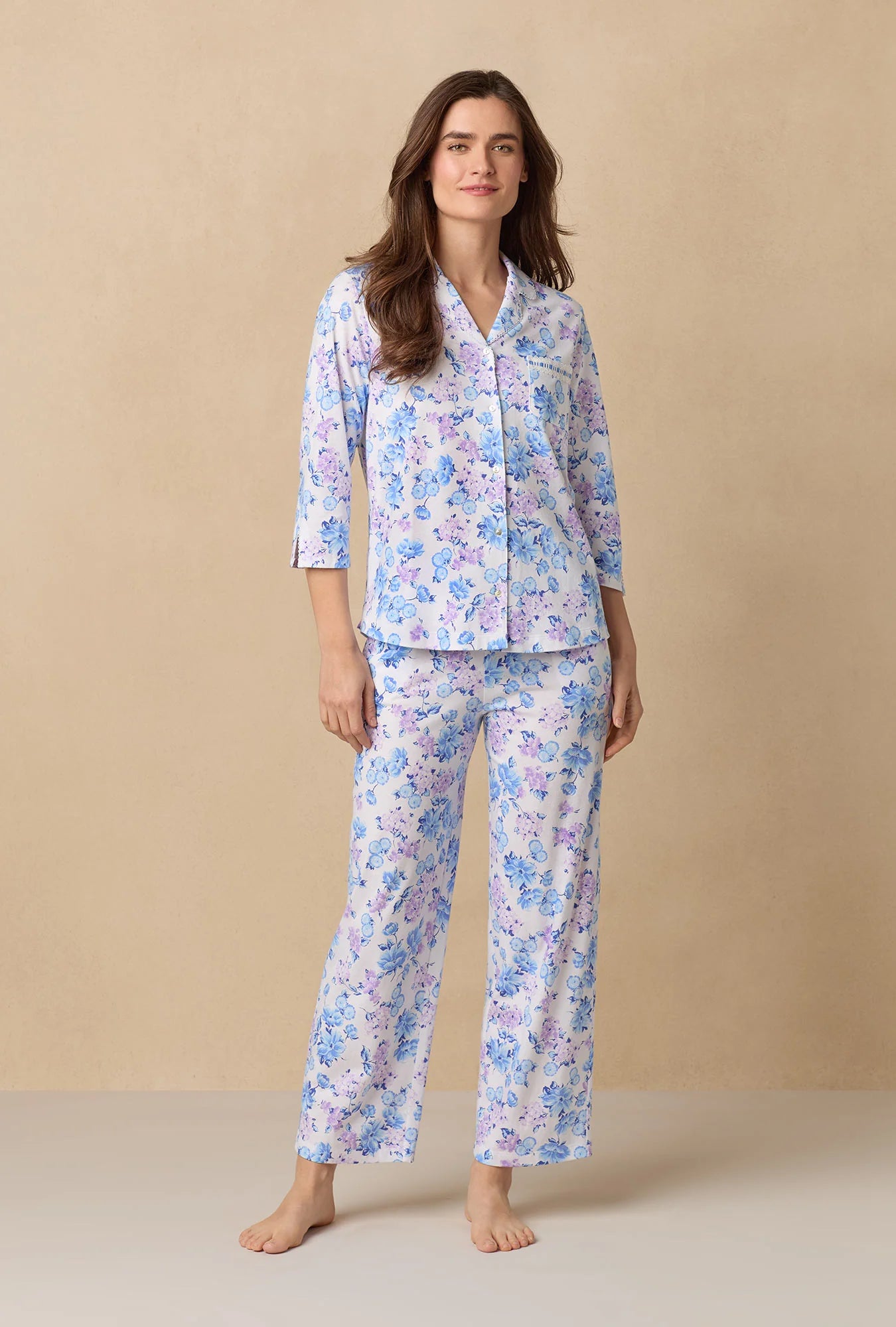 Purple Hydrangea Cotton Long Pajama Set 92678-168